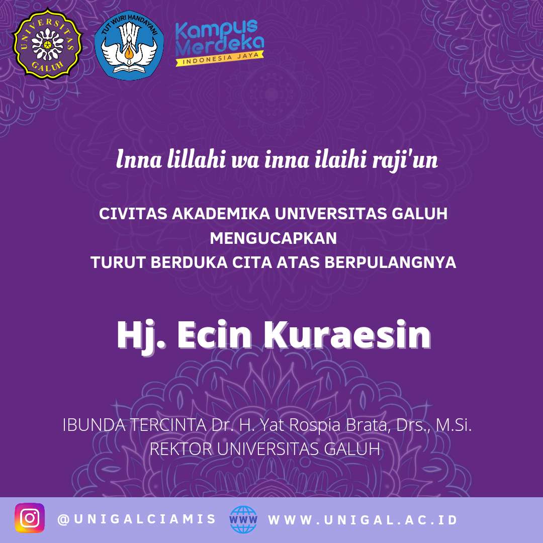 Innalillahi wa inna lillahi raji`un turut berduka cita atas berpulangnya ibunda tercinta Dr. H. Yat Rospia Brata, Drs., M.Si.